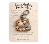 Joalpysm Pocket Hug Punch Monkey - Cadeau - Porte-clés en bois - Embrasse de sac porte-bonheur avec carte - Joli porte-clés singe - Cadeau pour amis et famille - Distributeur de réconfort