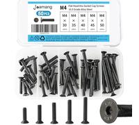 Joamang Assortiment de 50 vis à tête fraisée hexagonale M4 x 30 mm, 35 mm, 40 mm, 45 mm, 50 mm, alliage d'acier de qualité 10.9, finition oxyde noir, entraînement hexagonal métrique, entièrement