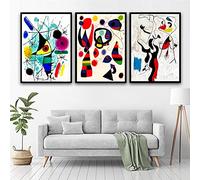 Joan Miro Affiche Moderne Surréalisme Toile Peinture Abstraite Exposition Art Prints Mur Art Photo pour La Décoration Intérieure19.6 "x 27.5" (50x70cm) x3 Pas de cadre