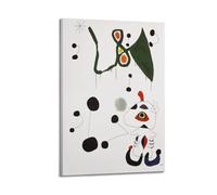 Joan Miro (femme et oiseaux dans la nuit) Impression sur toile polyvalente Décoration murale pour salon, chambre à coucher 30 x 45 cm