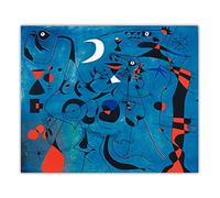 Joan Miro Tableaux sur toile Célèbres Reproductions-Impression sur toile Joan Miro -Tableau Abstrait Joan Miro Poster-Tableau d'art mural en toile(Figure in the Night Led)80x96cm(32x38in)sans cadre