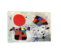Joan Miro Tableaux sur toile Célèbres Reproductions-Impression sur toile Joan Miro -Tableau Abstrait Joan Miro Poster-"Le Sourire des Ailes Flamboyantes" 40x50cm(16x20in)Encadré