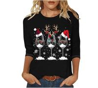JOASDAO Chemises de Noël pour femmes, hauts à manches 3/4, coupe ample, col rond, chemisier, tuniques (,), #a, M