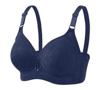 JOASDAO Soutien-gorge push-up pour femme sans armatures, confortable, respirant, sans fil, couverture complète, soutien-gorge de tous les jours, bleu marine, XXL