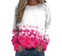 JOASDAO Sweat-shirt mignon à manches longues pour femme - Chemisier décontracté avec motif cœur d'amour - Vêtements de Saint-Valentin 2025, Type : E, S