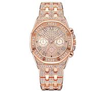 JOATVEE Montre à Quartz Classique pour Hommes avec échelle à Chiffres Romains Cadran en Strass Pleine étoile de Haute qualité Montre-Bracelet pour Hommes de Style Hip-hop