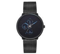 JOATVEE Montre à Quartz d’Affaires Haut de Gamme, Montre à Bracelet en Maille Ultra-Mince pour Hommes décontractés, Montre à Quartz à Six Aiguilles à Trois œillets de Mode Classique