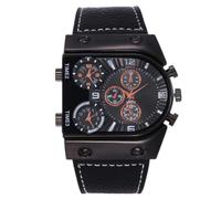 JOATVEE Montre à Quartz Multi-fuseaux de Mode à Grand Cadran Sports de Plein air Montre à Quartz Multifonction en Cuir pour Hommes avec Lueur Lumineuse