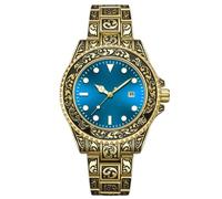 JOATVEE Montre d’Affaires pour Hommes Lumineux de Mode Vintage sculpté Art Calendrier des Femmes pour Hommes Bande d’Acier échelle Minimaliste Montre à Quartz