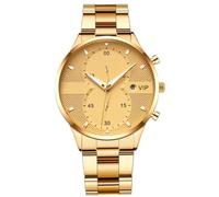 JOATVEE Montre en Acier pour Hommes à Double Pont pour Hommes Simple Grand Cadran Bar Peg Scale Or Noir Bracelet en Acier Quartz Montre pour Hommes