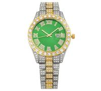JOATVEE Montre Homme,Bracelet en Acier de Luxe pour Hommes Hip-hop Index Romains Grand Cadran Date Diamant Montre à Quartz de Sport d’Affaires pour Hommes