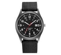 JOATVEE Montre militaire pour homme - Lumineuse - Étanche - Quartz - Avec champ de date - Bracelet en nylon - Montre de sport tactique militaire, Noir , Sangle