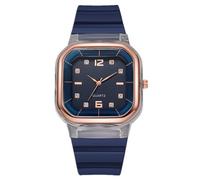 JOATVEE Montre pour femme Montres carrées en silicone Montre-bracelet analogique à quartz Montre de sport unisexe avec boîtier rectangulaire et grands chiffres arabes Escalier, bleu