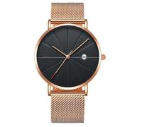 JOATVEE Montre Ultra-Mince pour Hommes, Calendrier Sportif de Mode Bracelet en Maille Montre à Quartz Montre décontractée Tendance étudiante