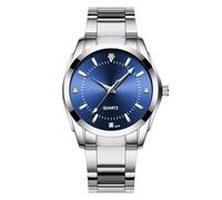 JOATVEE Montres de Couple Hommes et Femmes Argent Étanche Montre en Acier Inoxydable Mode Son Montres à Quartz Cadeaux, Homme - Bleu