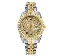 JOATVEE Montres Hiphop Mode Luxe Homme Bracelet en Acier Hip Hop Roman Diplômé Diamant Date Montre à Quartz Homme