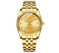 JOATVEE Paire de montres étanches analogiques à quartz Montre de partenaire Montre classique en acier inoxydable doré avec bracelet pour homme et femme avec cadran à strass, Bracelet