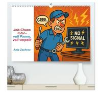 Job-Chaos total - voll Panne, voll verpeilt (hochwertiger Premium Wandkalender 2026 DIN A2 quer), Kunstdruck in Hochglanz: Heitere Berufswelt mit Cartoon-Figuren