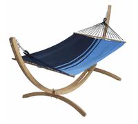 JOBEK-Set support et hamac EsKapade coloris bleu Caraïbes en bois et polypropylène Jobek Hamacs - 350 x 125 x 136,5 cm