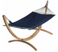 JOBEK-Set support et hamac EsKapade coloris bleu marine en bois et polypropylène certifié FSC Jobek Hamacs - 323 x 125 x 128 cm