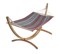 JOBEK-Set support et hamac EsKapade coloris rouge gris en bois et polypropylène Jobek Hamacs - 323 x 125 x 128 cm