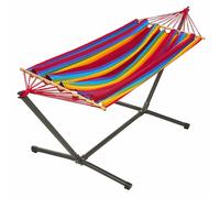 JOBEK-Set support et hamac MetaliK coloris multicolore Fortaleza en métal et polypropylène Jobek Hamacs - 300 x 140 x 95 cm