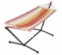 JOBEK-Set support et hamac Metalik coloris rouge orange écru en métal et polypropylène Jobek Hamacs - 300 x 100 x 95 cm