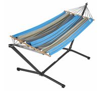 JOBEK-Set support et hamac MetaliK coloris turquoise anthracite en métal et polypropylène Jobek Hamacs - 300 x 140 x 95 cm