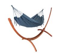 JOBEK-Set support et hamac Weekend coloris anthracite à franges en bois et polypropylène Jobek Hamacs - 350 x 125 x 136,5 cm