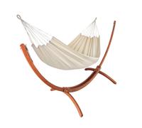 JOBEK-Set support et hamac Weekend coloris écru en bois et polypropylène Jobek Hamacs - 350 x 125 x 136,5 cm