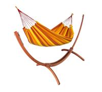 JOBEK-Set support et hamac Weekend coloris orange Sunny en bois et polypropylène Jobek Hamacs - 350 x 125 x 136,5 cm