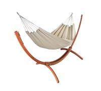 JOBEK-Set support et hamac Weekend coloris taupe en bois et polypropylène Jobek Hamacs - 350 x 125 x 136,5 cm