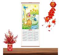 Joberio Calendrier chinois 2025 | Calendrier porte-bonheur pour l'année du serpent - Calendrier de festival du printemps pour décoration murale de maison, restaurant, école