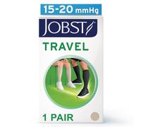 JOBST Chaussettes de compression hautes de voyage - Aide à prévenir la thrombose veineuse profonde pendant le voyage - Compression 15-20 mmHg - Design unisexe - Beige - Taille 3