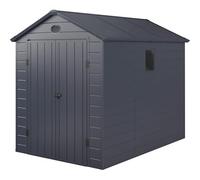 Jôbu Abri de Jardin en Résine 5,32m² Anthracite | Double Porte Verrouillable, Grille d'Aération | Kit de Fondation, Structure Acier Galvanisé | Fenêtre Latérale, Montage Simple