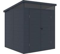 Jôbu Abri de Jardin en Résine Anthracite 3,24m² | Structure Aluminium Robuste | Toit Plat Skylight + Plancher Inclus | Double Porte Verrouillable | Résistant aux Intempéries