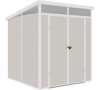 Jôbu Abri de Jardin Monopente en Résine Beige 3,24m² | Structure Aluminium Résistante | Toit Skylight, Plancher Inclus | Double Porte Verrouillable