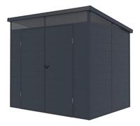 Jôbu Abri de Jardin Résine Anthracite 4,10m² | Structure Aluminium Robuste | Toit Plat Skylight, Fenêtres Zénithales, Plancher Inclus | Rangement Extérieur Étanche et sans Entretien