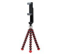 JOBY GorillaPod GO Content Creator Trépied - Mini trépied flexible avec rotule et support de téléphone GripTight 360° pour smartphones et appareils photo compacts jusqu'à 0,5 kg, noir/rouge