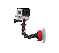 JOBY Ventouse et Bras Flexible GorillaPod, pour GoPro, Caméras d'Action, Smartphone, Verrouillage par Rotation, Noir/Rouge JB01329-BWW
