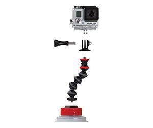 JOBY Ventouse et Bras Flexible GorillaPod, pour GoPro, Caméras d'Action, Smartphone, Verrouillage par Rotation, Noir/Rouge JB01329-BWW