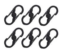 JOBYNIM 6 Pièces Mini Mousqueton, Petit Mousqueton en Acier Inoxydable Mousqueton S Mousqueton Double Anneau pour Porte-Clés, Sacs à Dos et Camping