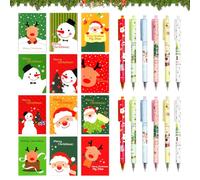 Jocanova Set de Stylos Gel de Noël, 12 Stylos à Encre Gel Cartoon + 12 Mini Blocs-Notes de Noël, Stylos à Bille de Noël, Cadeaux de Noël, Remplisseurs de Sacs de Fête pour École et Bureau