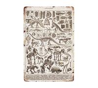 JOCASA Affiche vintage en métal avec fossiles de dinosaures - Décoration murale rétro en aluminium pour maison, bureau, chambre à coucher, 30,5 x 20,3 cm