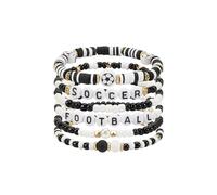 Jocbean Bracelets de perles de football et de baseball pour femme - Empilables - Thème sport, Small, Résine, Pas de gemme