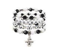 Jocbean Bracelets de perles de football et de baseball pour femme - Empilables - Thème sport, Small, Résine, Pas de gemme