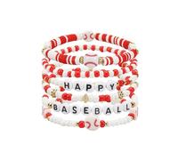 Jocbean Bracelets de perles de football et de baseball pour femme - Empilables - Thème sport, Small, Résine, Pas de gemme
