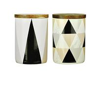 Jocca Bidon Houseware, Pot de Rangement et Couvercle Ecologic Wood, 2 pièces, Porcelaine, Noir, 21.5 x 11 x 15 cm