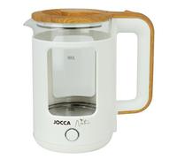 JOCCA - Bouilloire Électrique de 1,8 Litre, Ligne Nature| Chauffage Rapide| Base Pivotante à 360º|Arrêt Automatique|Dessin Moderne et Élégant| Verre au Borosilicate| (Blanc)