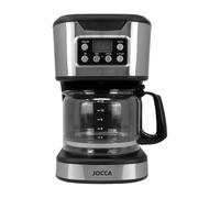 JOCCA - Cafetière filtre automatique 1500 ml, 12 tasses, Filtre lavable, Minuterie, Pause et service, Garder au chaud, Verseuse en verre, 900 W, Chauffage supplémentaire